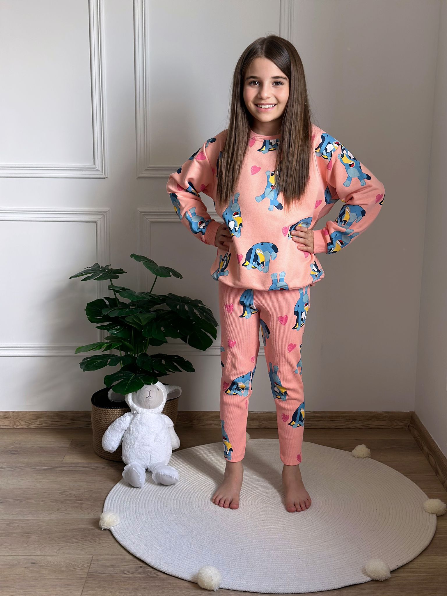 Pembe Bluey Figürlü Taytlı Takım