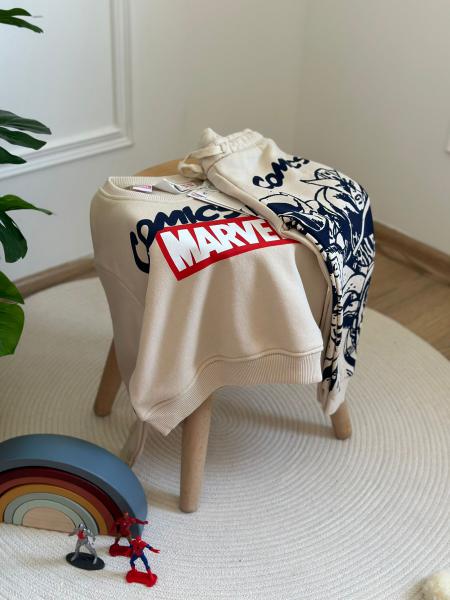 Krem Rengi Sırt Baskılı Marvel Comics Eşofman Takımı
