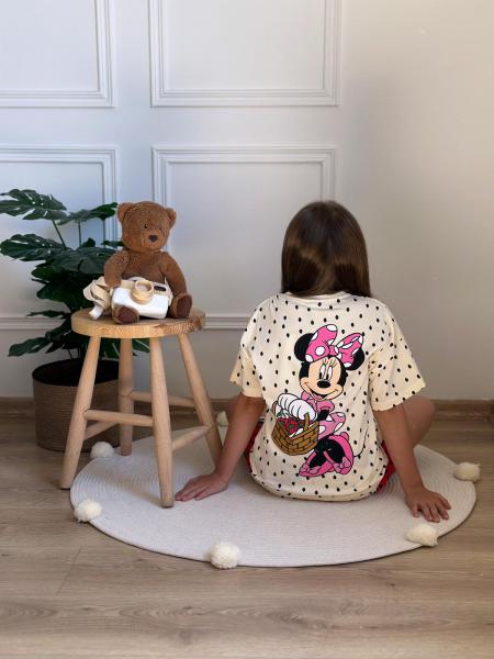 Çilek Baskılı Mİnnie Mouse Şortlu Takım