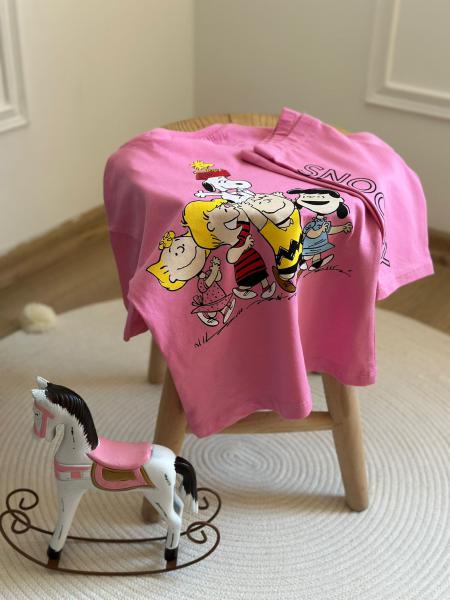 Sırt Baskılı Pembe Snoopy Taytlı Takım