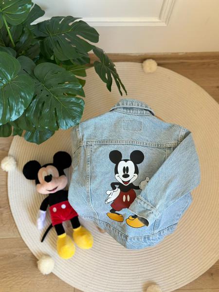 Mickey Mouse Figür Baskılı Kot Ceket