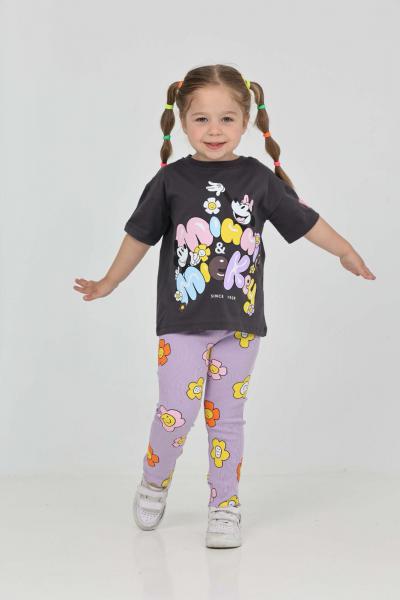 Çiçekli Minnie Mickey Taytlı Takım