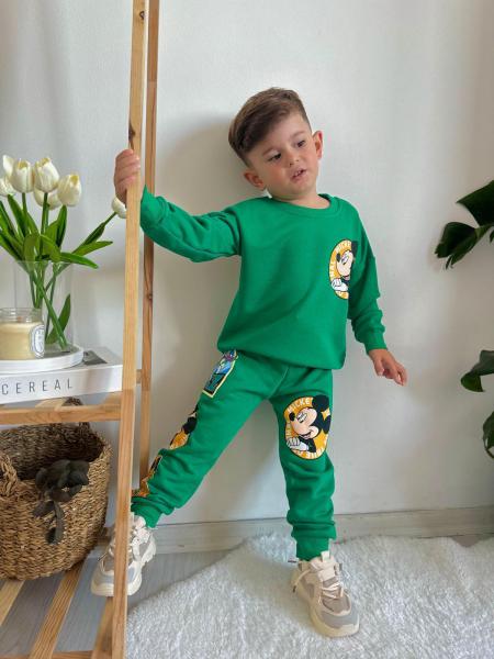 Koyu Yeşil Mickey Ve Arkadaşları Sırt Baskılı Eşofman Takımı