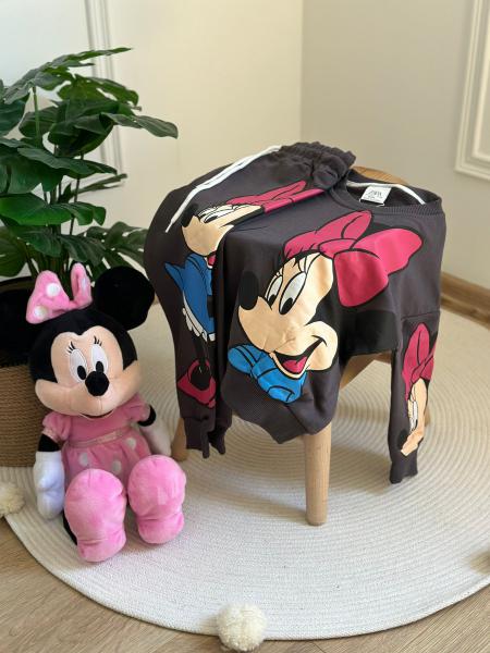 Pembe Kurdele Detaylı Minnie Mouse Eşofman Takımı