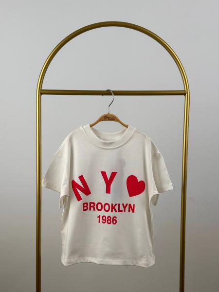Pembe Brooklyn Kalp Detaylı T-Shirt