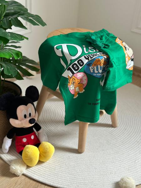 Yeşil Disney 100.Yıl Sırt Baskılı Şortlu Takım