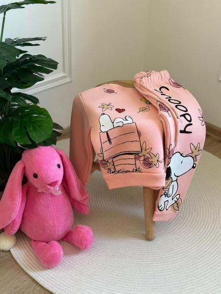 Pembe Snoopy Sonbahar Sırt Baskılı Eşofman Takımı