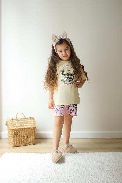 Leoparlı Minnie Renkli Şortlu Takım