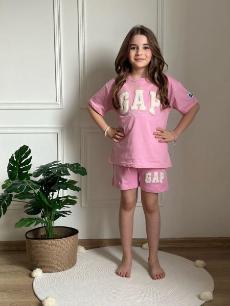 Açık Pembe Gap Punch İşlemeli Şortlu Takım