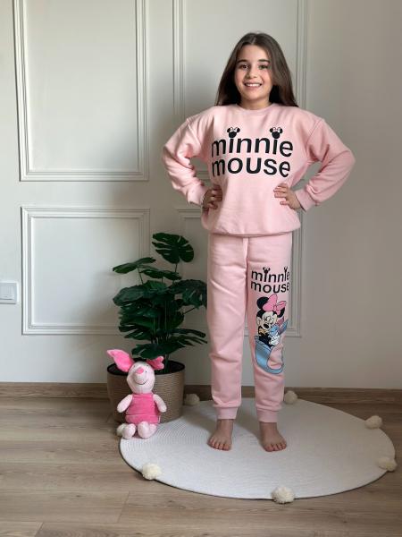 Sevimli Minnie Mouse Sırt Baskılı Pembe Eşofman Takımı