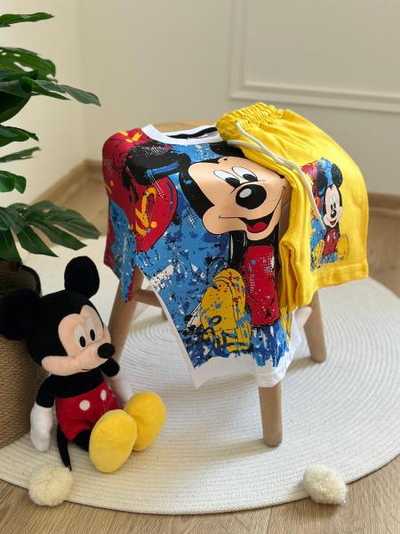 Renkli Mickey Sarı Şortlu Takım