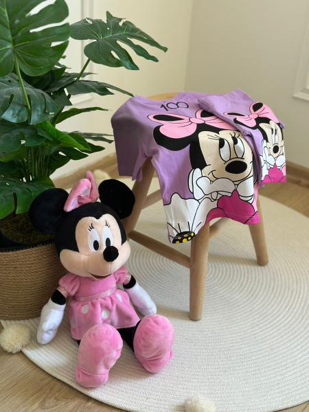 Kurdele Detaylı Mor Minnie Mosue Şortlu Takım