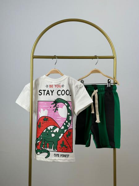 Stay Cool Baskılı Yeşil Şortlu Takım