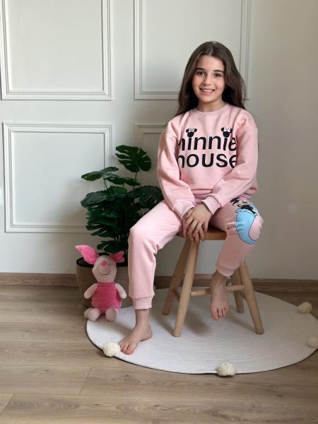 Sevimli Minnie Mouse Sırt Baskılı Pembe Eşofman Takımı