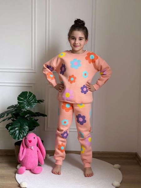 Pudra Pembe Çiçekli Eşofman Takımı