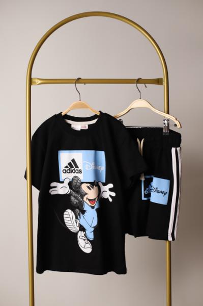 Siyah Sporcu Mickey Şortlu Takım