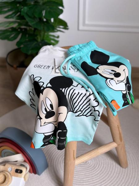 Mickey Mouse Green Vibes Only Şortlu Takım
