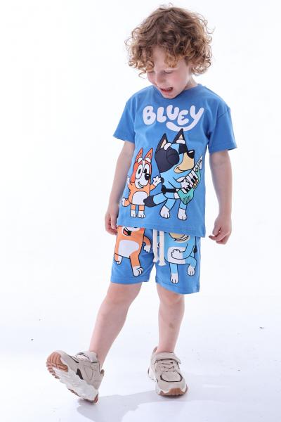 Müzikal Bluey Mavi Şortlu Takım