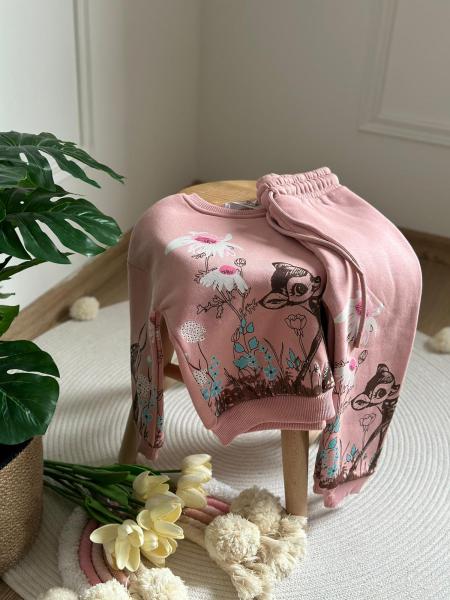 Pembe Çiçek Motifli Eşofman Takımı