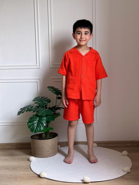 Turuncu Müslin Şortlu Takım