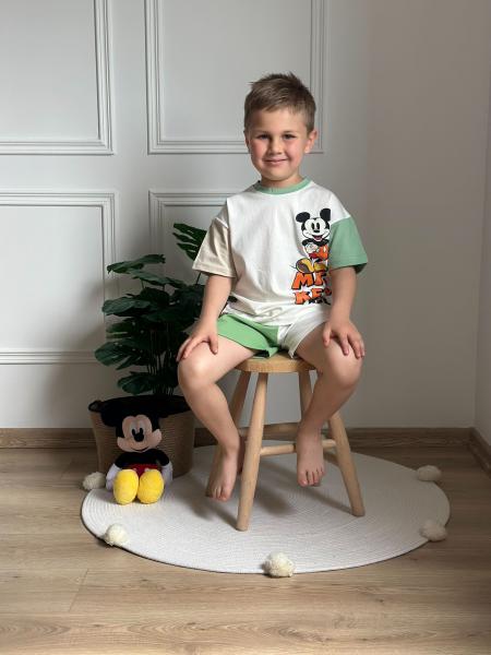 Renkli Kol Detaylı Mickey Şortlu Takım