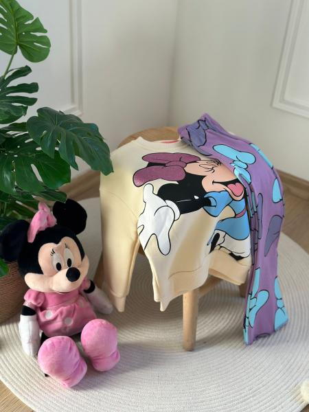 Minnie Mouse Kurdale Baskılı Fitilli Taytlı Takım