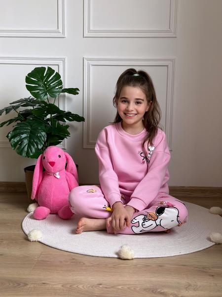 Pembe Snoopy Sonbahar Sırt Baskılı Eşofman Takımı