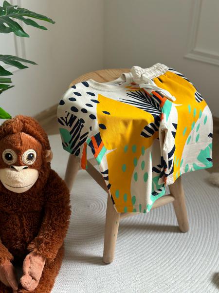 Renkli Animal Print Şortlu Takım