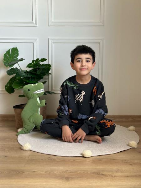 Animal Print Antrasit Eşofman Takımı