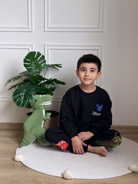 Sırt Detaylı Siyah Disney Mickey Mouse Eşofman Takımı