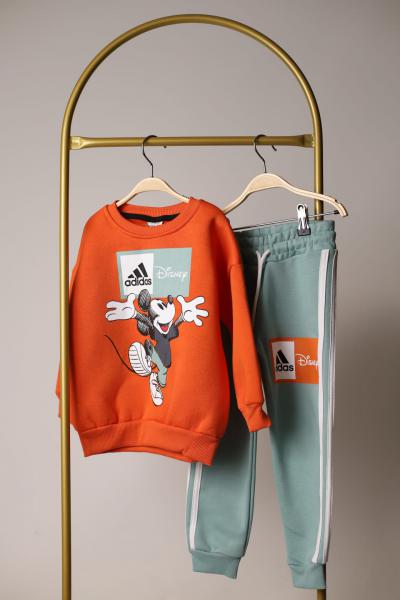 Turuncu Sporcu Mickey Logo Detaylı Eşofman Takımı