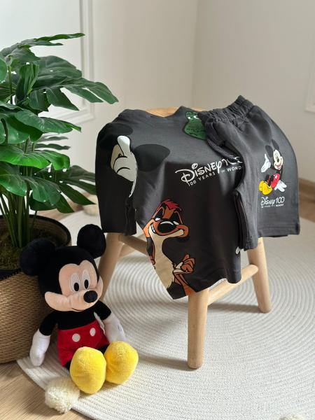 Siyah Disney Team Sırt Baskılı Şortlu Takım