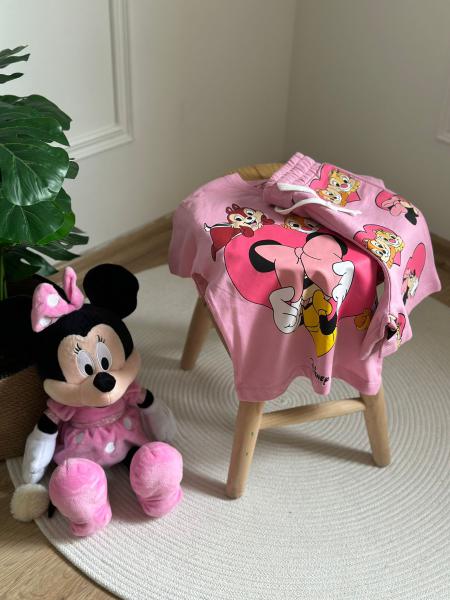Pembe Minnie Kalpli Şortlu Takım