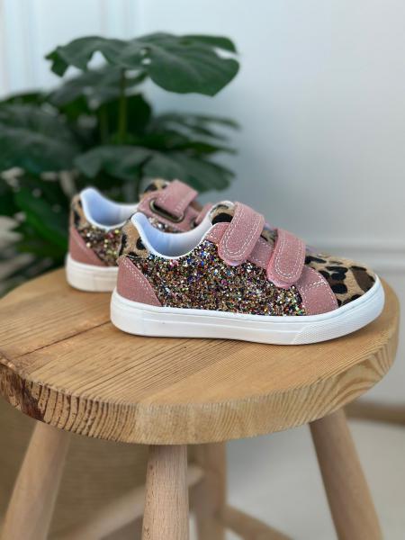 Pembe Leopar Ve Yaldız Detaylı Sneaker