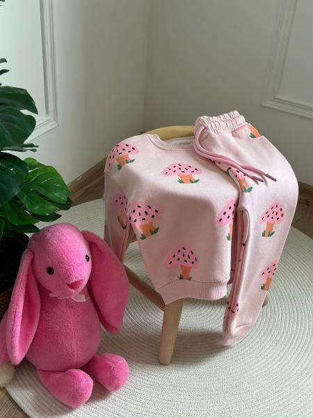 Pembe Mantar Baskılı Eşofman Takımı