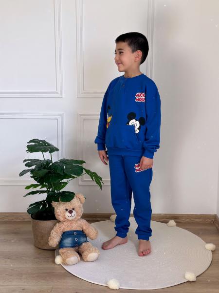 Mavi Düğme ve Cep Detaylı Mickey Mouse Eşofman Takımı