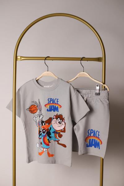 Gri Space Jam Şortlu Takım