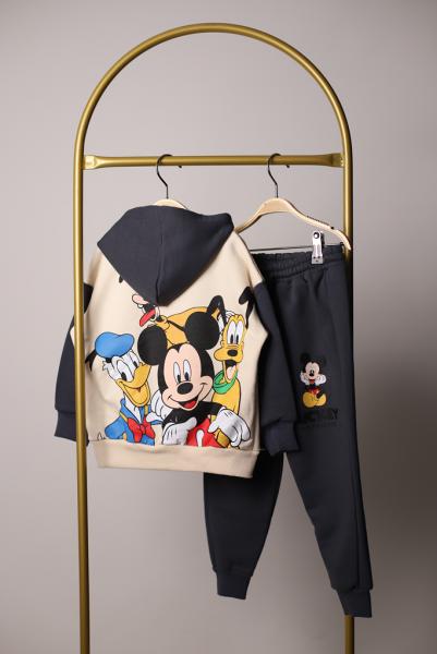 Siyah Kapüşonlu Sırt Baskılı Mickey Ve Arkadaşları Eşofman Takımı