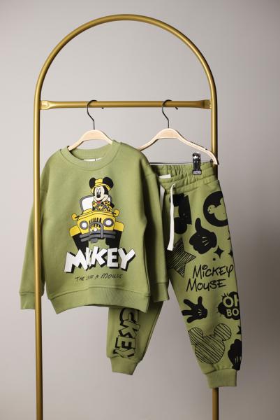Mickey Mouse Baskılı Haki Eşofman Takımı
