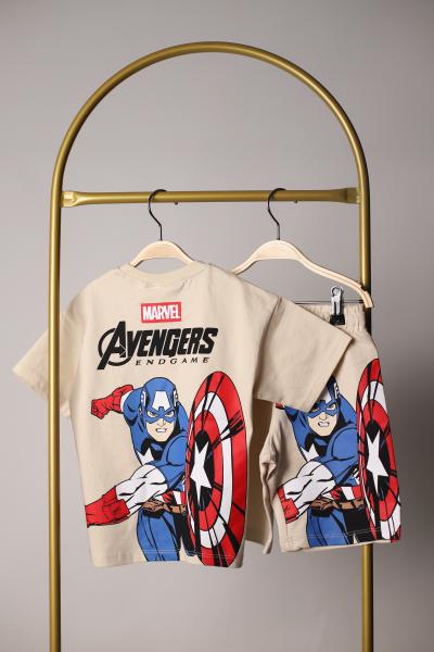 Captain America Sırt Baskılı Şortlu Takım