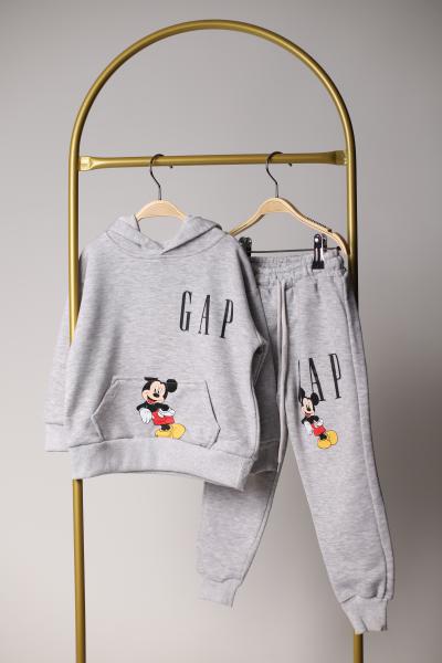 Sırt Baskılı Gri Mickey Mouse Eşofman Takımı