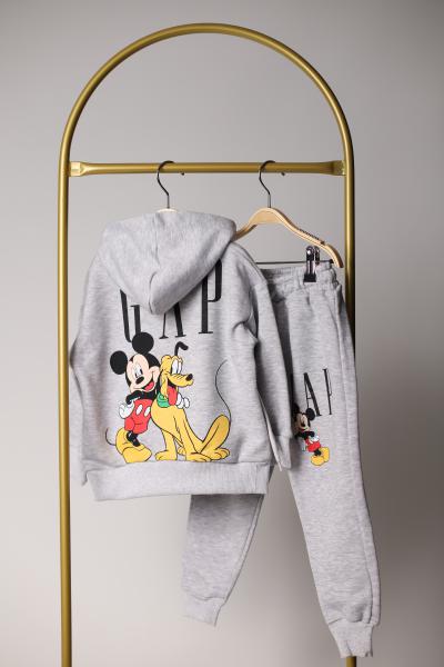 Sırt Baskılı Gri Mickey Mouse Eşofman Takımı