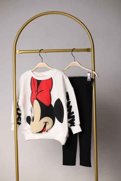 Minnie Mouse Siyah Sırt Baskılı Taytlı Takım