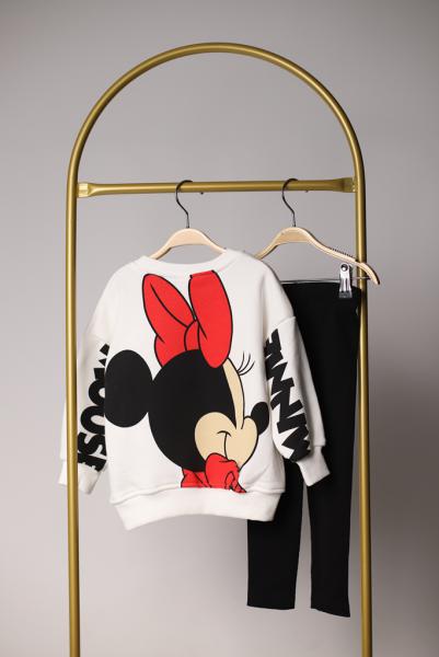 Minnie Mouse Siyah Sırt Baskılı Taytlı Takım
