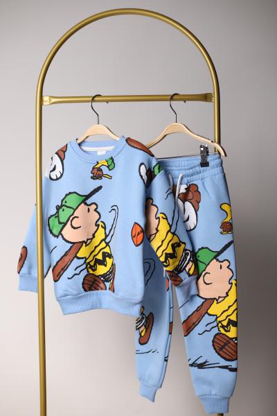 Mavi Snoopy Figür Baskılı Eşofman Takımı