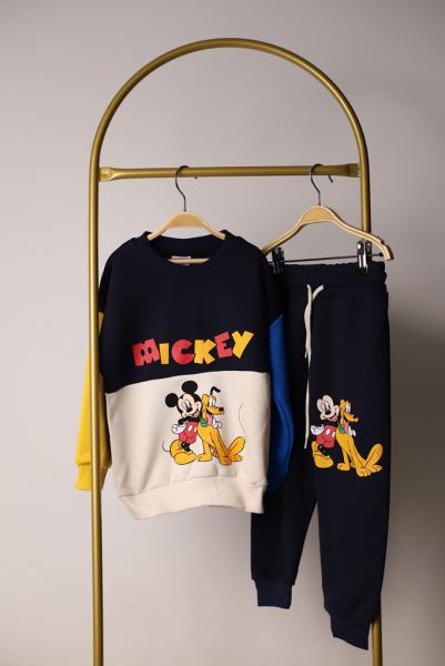 Renkli Mickey ve Pluto Baskılı Eşofman Takımı