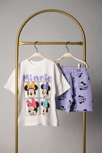 Minnie Mouse Mor Şortlu Takım