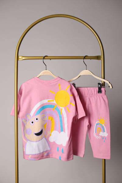 Pembe Peppa Baskılı Taytlı Takım