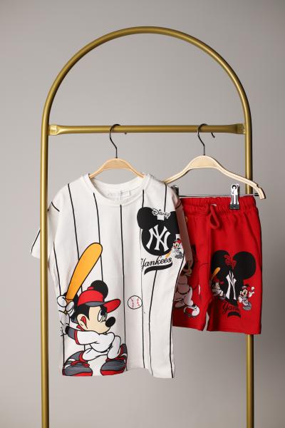 Beyzbolcu Mickey Kırmızı Şortlu Takım
