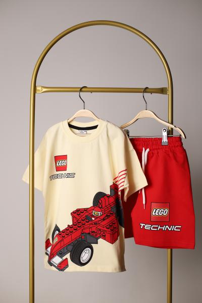 Lego Technic Sırt Baskılı Kırmızı Şortlu Takım